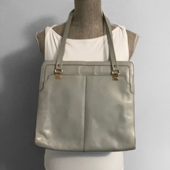 VINTAGE Grey All Leather Classic Shoulder Purse​​​​​ - Picture 2 of 14